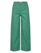 Nuparis Cropped - Green Stripe Bottoms Jeans Wide Green Nümph