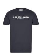 Copenhagen Print Tee S/S Tops T-shirts Short-sleeved Navy Lindbergh