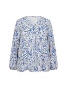 Wa-Celine Tops Blouses Long-sleeved Blue Wasabiconcept