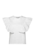 100% Cotton T-Shirt With Ruffles Tops T-shirts & Tops Sleeveless White...
