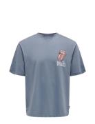 Onsrollingst S Rlx Ss Tee Tops T-shirts Short-sleeved Blue ONLY & SONS