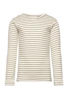 T-Shirt L/S Modal Striped Tops T-shirts Long-sleeved T-shirts Green Pe...