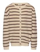 Cardigan Knit Pattern Stripe Tops Knitwear Cardigans Brown Petit Piao