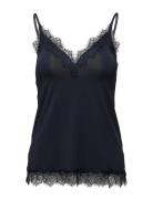 Rwbillie Lace Strap Top Tops T-shirts & Tops Sleeveless Navy Rosemunde