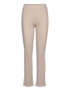 Irma Rib Trousers Bottoms Trousers Flared Beige Gina Tricot