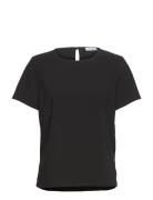 Olga Stretch Crepe Top Tops T-shirts & Tops Short-sleeved Black Marvil...