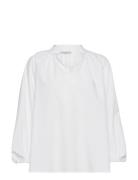 Farrah Cotton Poplin Blouse Tops Blouses Long-sleeved White Marville R...