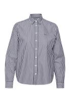 Reg Classic Poplin Striped Shirt Tops Shirts Long-sleeved Navy GANT