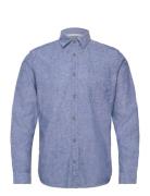 Cotton Linen Shirt Tops Shirts Casual Blue Tom Tailor