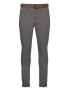 Slim Chino With Belt Bottoms Trousers Chinos Grey Tom Tailor