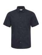 Cfaksel Ss Linen Mix Shirt Tops Shirts Short-sleeved Navy Casual Frida...