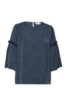 Recycled Polyester Blouse Tops Blouses Long-sleeved Blue Rosemunde