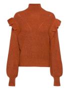 Vibooba Frill Pullover Bf Tops Knitwear Turtleneck Brown Vila