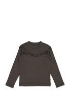 T-Shirt Rib Ruffle Tops T-shirts Long-sleeved T-shirts Black Wheat