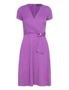 Surplice Jersey Dress Lyhyt Mekko Purple Lauren Ralph Lauren