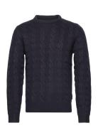 Crew Cable 2 Mr Tops Knitwear Round Necks Navy French Connection