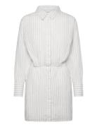 Linen Blend Shirt Dress Lyhyt Mekko White Gina Tricot