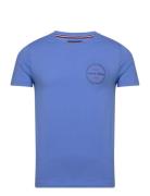 Hilfiger Roundle Tee Tops T-shirts Short-sleeved Blue Tommy Hilfiger