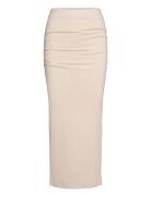 Soft Touch Ruched Skirt Pitkä Hame Cream Gina Tricot