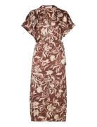 Print Wrap Dress Polvipituinen Mekko Brown Mango