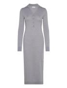 Merino Wool Button Shirt Dress Maksimekko Juhlamekko Grey Calvin Klein