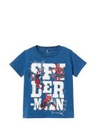 Nmmmakan Spiderman Ss Top Mar Tops T-shirts Short-sleeved Blue Name It