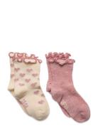 Socks W. Lettuce Hem Sukat Pink Minymo
