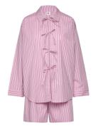Stripel Set Shirt+Shorts Pyjama Pink Becksöndergaard