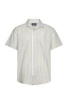 Giles Bowling Striped Shirt S/S Tops Shirts Short-sleeved Green Clean ...