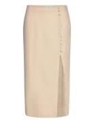 Linen Skirt With Slit Polvipituinen Hame Beige Mango