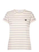 Poitou Mini Patch Coeur/ Gots Tops T-shirts & Tops Short-sleeved Cream...