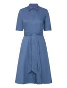 Belted Cotton-Blend Shirtdress Designers Knee-length & Midi Blue Laure...
