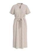 Videlea V-Neck S/S Midi Dress/R/Vol Polvipituinen Mekko Cream Vila