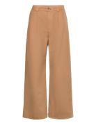 Relaxed Pleated Chinos Bottoms Trousers Wide Leg Beige Hope