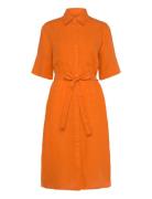 Rel Linen Ss Shirt Dress Polvipituinen Mekko Orange GANT