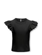 Kogzenia S/L Detail Top Jrs Tops T-shirts Short-sleeved Black Kids Onl...