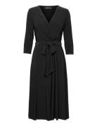 Surplice Jersey Dress Polvipituinen Mekko Black Lauren Ralph Lauren