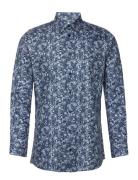 Slhslimethan-Aop Shirt Ls B Tops Shirts Casual Blue Selected Homme