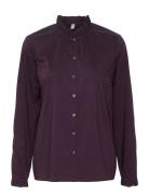 Cuantoinett Button Shirt Tops Shirts Long-sleeved Burgundy Culture
