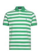 Custom Slim Fit Striped Mesh Polo Shirt Tops Polos Short-sleeved Green...