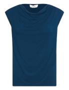 Viscose T-Shirt Tops T-shirts & Tops Sleeveless Blue Rosemunde