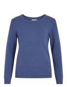 Viril O-Neck L/S Knit Top - Noos Tops Knitwear Jumpers Blue Vila