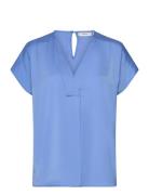 Rindaiw Top Tops Blouses Short-sleeved Blue InWear