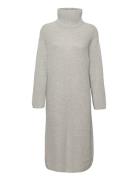 Slfelina Ls Knit Highneck Dress B Polvipituinen Mekko Grey Selected Fe...
