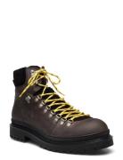 Slhlandon Leather Hiking Boot B Nyörisaappaat Brown Selected Homme