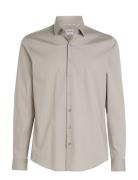 Poplin Stretch Slim Shirt Tops Shirts Business Beige Calvin Klein