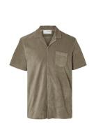 Slhrelax-Terry Ss Resort Shirt Ex Tops Shirts Short-sleeved Brown Sele...