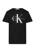 Ck Monogram Ss T-Shirt Tops T-shirts Short-sleeved Black Calvin Klein