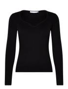 Knit With Heart Shape Neck Tops Knitwear Jumpers Black Coster Copenhag...