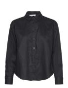 Linen Shirt Tops Shirts Long-sleeved Black Rosemunde